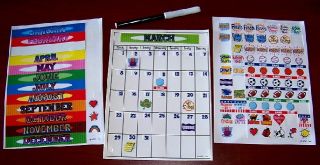 Perpetual Magnetic Sheet Calendar Homeschool New Kids Pen Reusable 