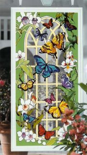 Butterfly Garden Orchids 40 Stained Glass Window Panel