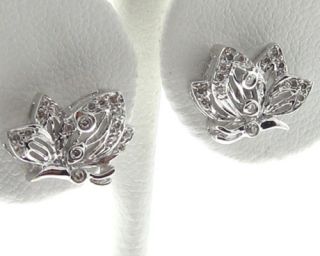 Butterfly Genuine Diamonds Solid 18K White Gold Earrings