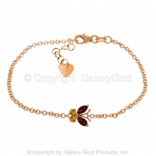   Citrine Butterfly Bracelet 14k Solid Yellow White or Rose Gold