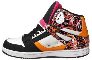 DC Shoes Womens Sneakers Rebound Hi Le Black White Orange 303400 Sz 6 