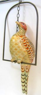 Sergio Bustamante Paper Mache Large Bird Art Sculpture Hanging Brass 