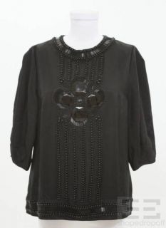 By Malene Birger Black Bead Embellished Top Size 40 New