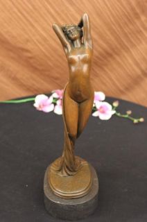 Art Deco Bronze Figure Spring Awakening After Philippe Sculpture 