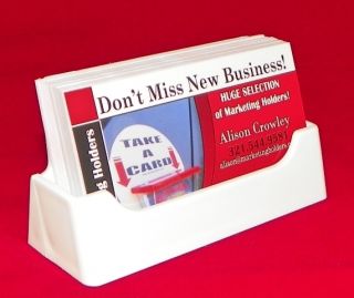 White Plastic Business Card Holder Display Stand Desk Top Made in the 
