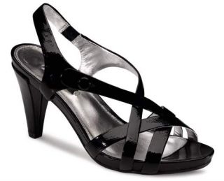 New Ecco Calvi Sandal Black Patent Ladies 39 8 $140
