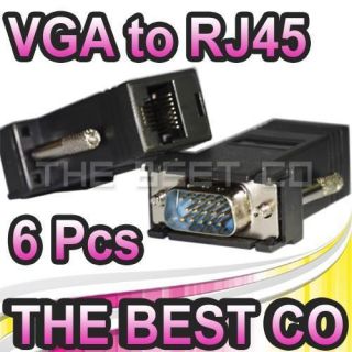 New 6 x VGA Extender to CAT5 Cat6 RJ45 Cable Adapters