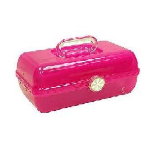 CABOODLES ON THE GO GIRL Pink makeup organizer has a pop up interior 