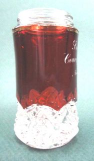 1898 Antique Ruby Clear Coney Island Souvenir Glass Single Salt 