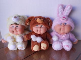 Cabbage Patch Snugglies 25th Anniversary Set of 3 Bunny Bear Puppy 