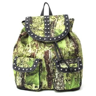 Camo Camouflage Western Cowgirl Backpack Purse Black Trim