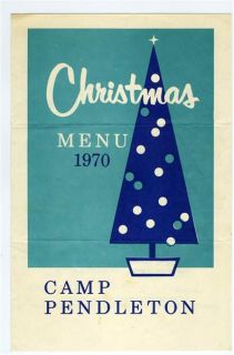 Camp Pendleton Christmas Menu 1970 United States Marine Corps