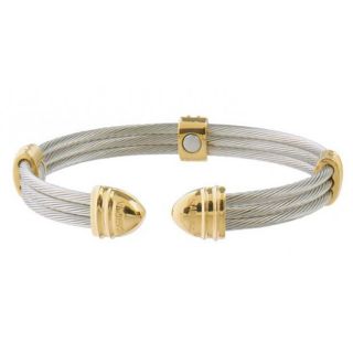   Classic Cable Stainless Steel and 18k Gold plating Magnetic Bracelet