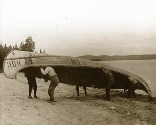 Giant Vintage Canoe Hudson Bay Co Canoeing Real Photo