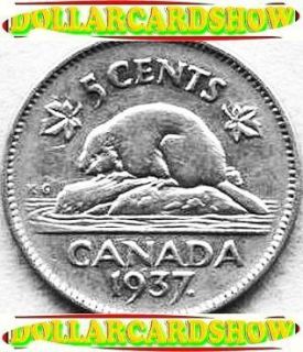 CANADA 1937 DOT CANADIAN NICKELS GEORGE VI QUEEN ELIZABETH II 5 CENTS 