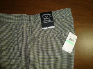 75 Callaway Golf Shorts Mens 34 Green Black Check Logo Wicks Moisture 
