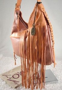 272 as Is Muxo by Camila Alves Leather Square Hobo w Fringe Blush 163 