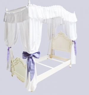 Sale White Fantasy Eyelet Canopy Drape Curtain Ribbon for Twin Size 
