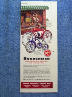 Vintage 1946 Bicycle Tricycle Ad Bonderized Finish
