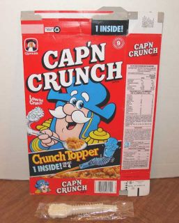 CapN Crunch 1991 Quaker Cereal Box w Crunch Topper Premium OFFER 