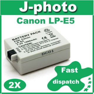 2X Battery for Canon LP E5 LPE5 EOS 450D 500D 1000D Digital Rebel Xsi 