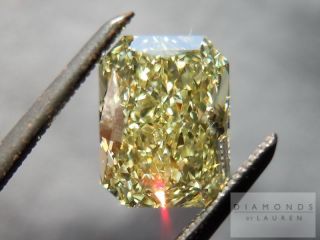 14ct Fancy Yellow VS2 Radiant GIA Diamond Halo Ring R4681 Diamonds 