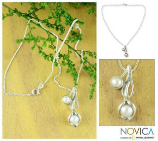 Calla Lily 925 Sterling Silver Pearl Pendant Necklace