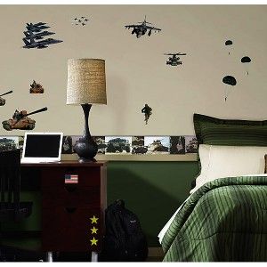   12 Vinyl Sticker Wall Border ARMY Wallpaper Room Decor NAVY TANK CAMO