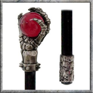 Gothic Skull Claw Red Globe Walking Stick Cane Swagger