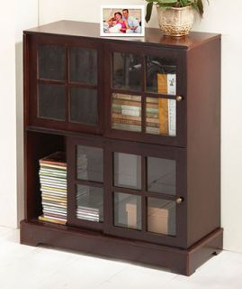Espresso Brown Traditional Media Storage Cabinet with Slider Doors for 