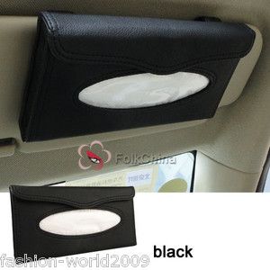 Car Sun Visor Tissue Box Auto Clip Holder Paper Napkin PU Black VPA CA 