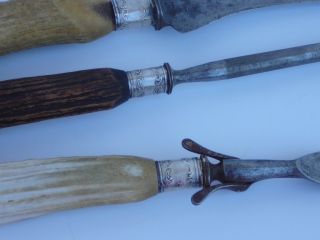   Deer Antler Handle Steel Cutlery Carving Set Handles Sterling