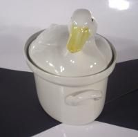 Hall Carbone Duck Ceramic Covered Casserole Dish Baking White