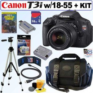 Canon EOS Rebel T3I 18MP DSLR Camera with 18 55mm IS II Lens 16GB Dlx 