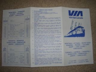 CN 1979 Via Rail Canada Services Schedule 1976 7 1978 1979 Timetables 