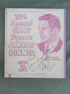   Packers Elks Sports Awards Dinner Program w/ AUTOGRAPHS,Canadeo, 1971
