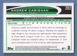 2012 Topps Andrew Carignan Golden Giveaway Gold Embedded Serial Number 