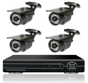 Security System 4 Camera Sony High Resolution 700TVL DVR Home Business 