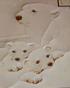 Candlewicking by janlynn **POLAR BEARS** 1999   14 X11    Embroidery 