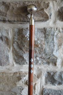 Lucky 4 Leaf Clover Inlay Walking Cane Stick with Silver Knob 37 New 