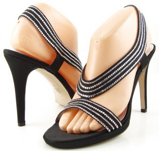 Caparros Tyra Black Satin Womens Designer Open Toe Evening Sandals 8 