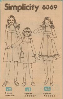 Girls Vintage 1978 Ruffle Sundress Jumper Dress Jiffy Sewing Pattern 