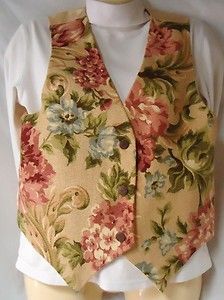 Womens Carol Antone Cream Flowered Vest Size Large