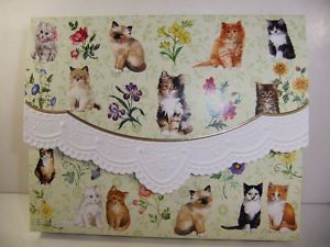 Carol Wilson Fine Arts 10 Note Card Stationery Cats Flowers NIB