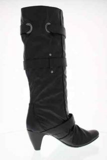 Carlos Santana New Paddington Black Buckled Knee High Boots Heels 