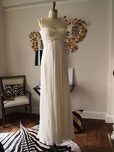 Carlos Miele Milky White Silk and Beaded Long Dress