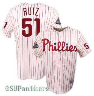 Carlos Ruiz Philadelphia Phillies 2008 World Series Home Jersey Sz M 