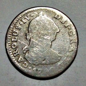 1789 Mexico Colonial Carolus IV 1 Real FM Silver Coin RARE