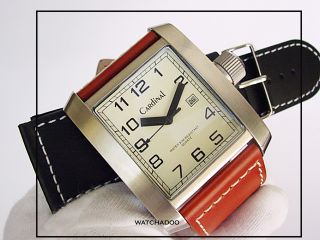 Large Gent Rectangular Retro Style Elegant Steel Watch