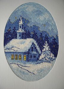 Finished Completed Cross Stitch Greeting Card in The Night of 